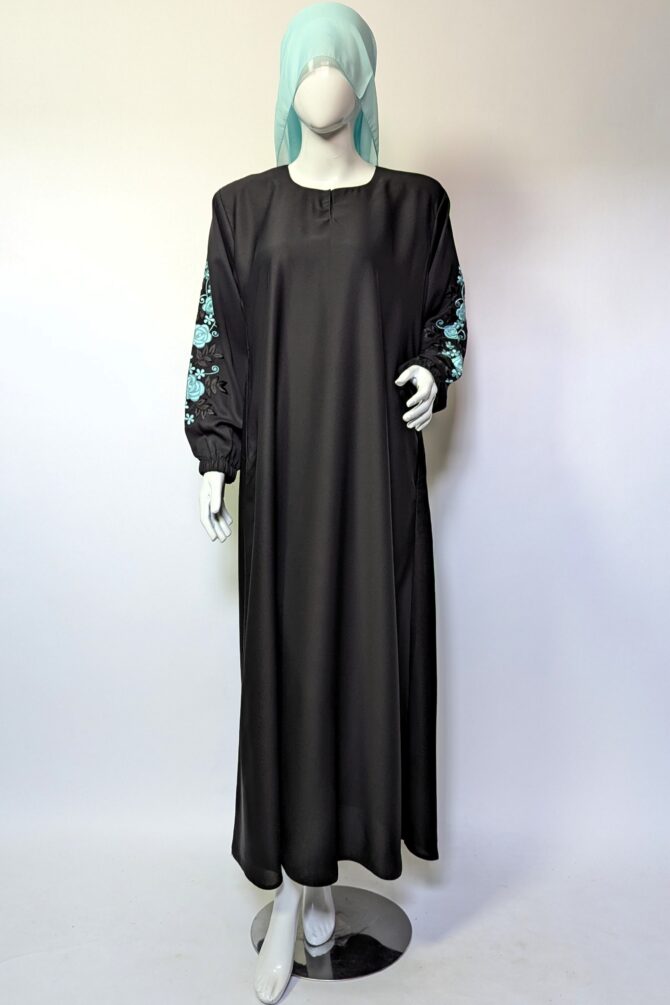 Minimal Luxe Abaya - Pale blue (with Hijab)