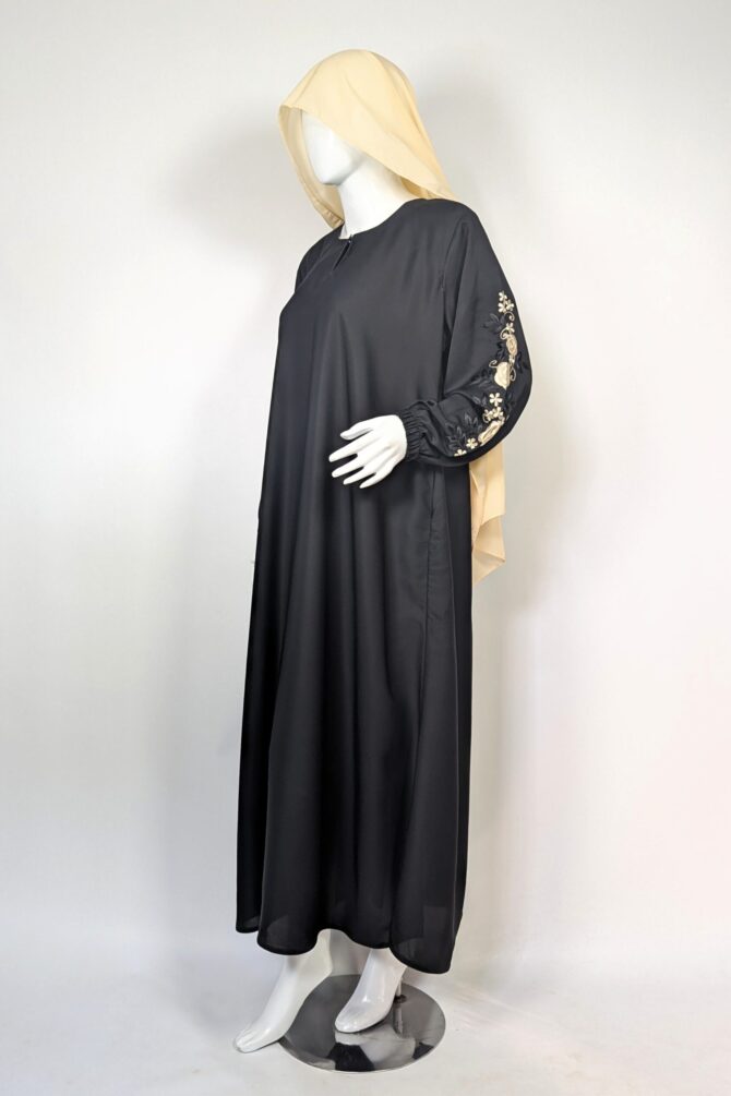 Minimal Luxe Abaya - Cream (with Hijab) - Image 4
