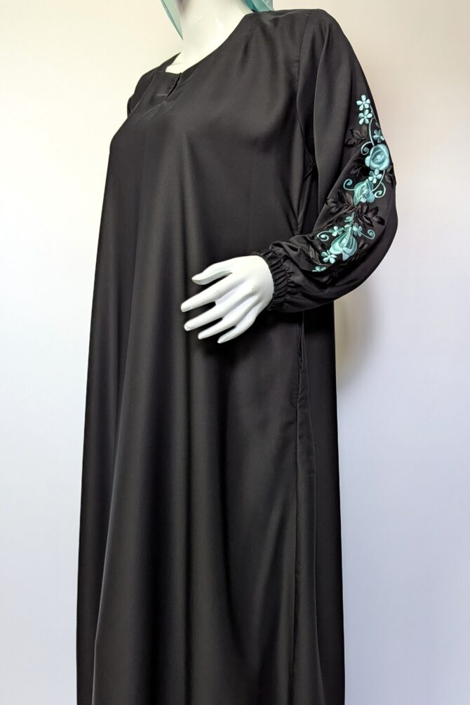 Minimal Luxe Abaya - Pale blue (with Hijab) - Image 3
