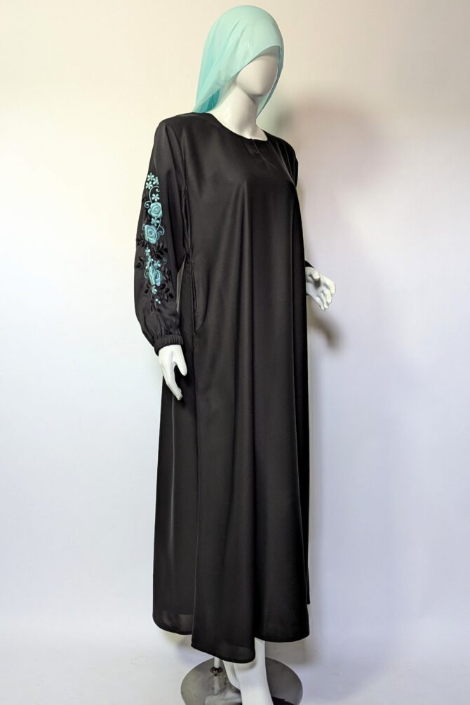 Minimal Luxe Abaya - Pale blue (with Hijab) - Image 4