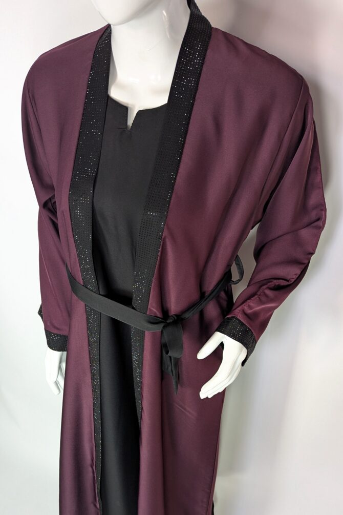 Formal Flair Abaya - Gown abaya - maroon - Image 2