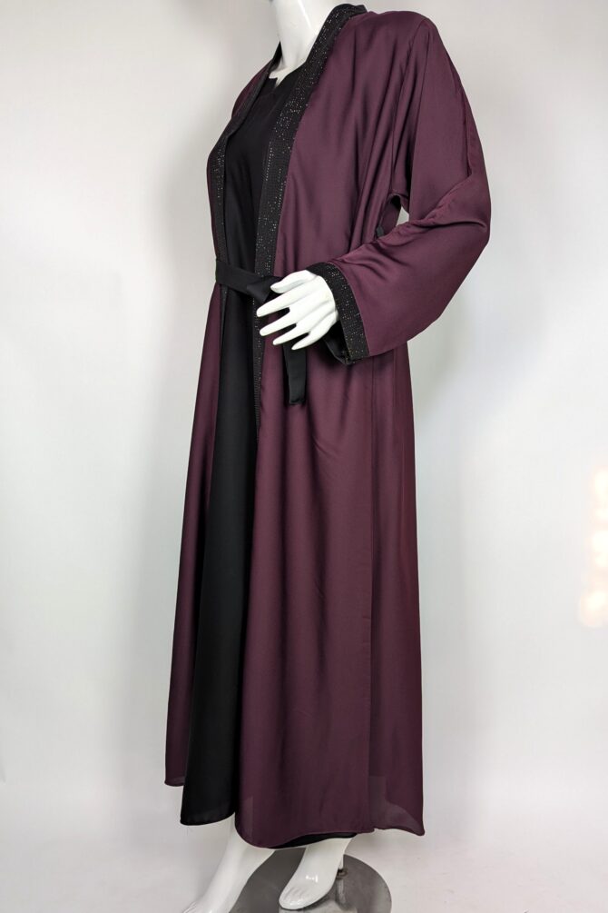 Formal Flair Abaya - Gown abaya - maroon - Image 3