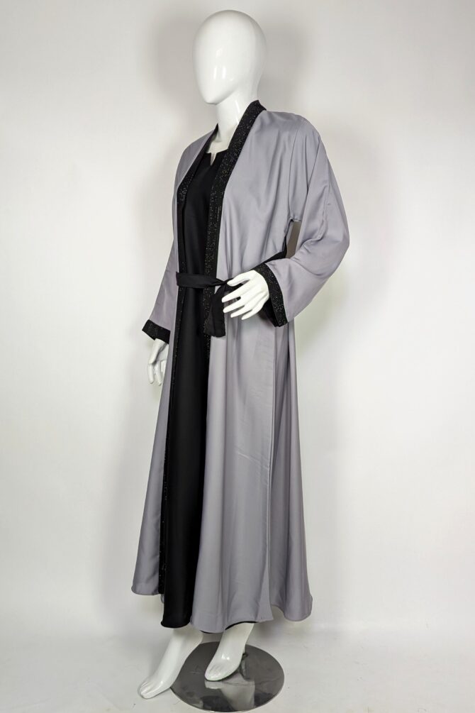 Formal Flair Abaya - Gown abaya - Silver Grey - Image 4