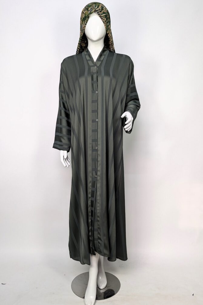 Soft Cascade Zoom Abaya - Dark green