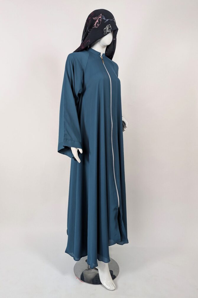 Georgette front Open abaya - Sea green - Image 2