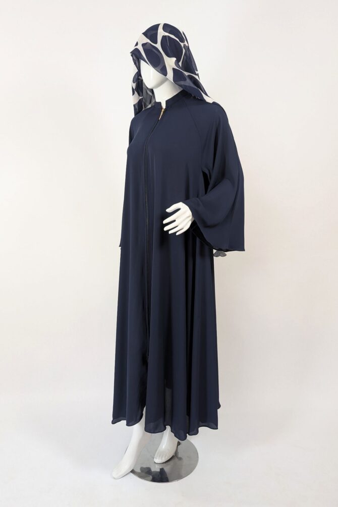 Georgette front Open abaya - navy blue - Image 2