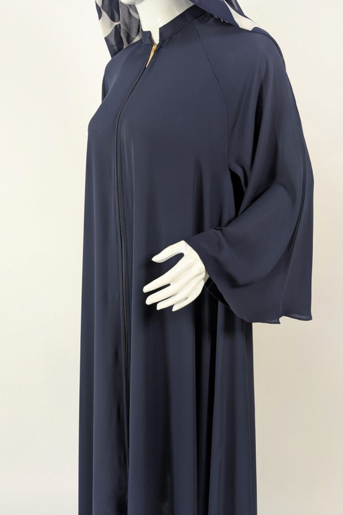 Georgette front Open abaya - navy blue