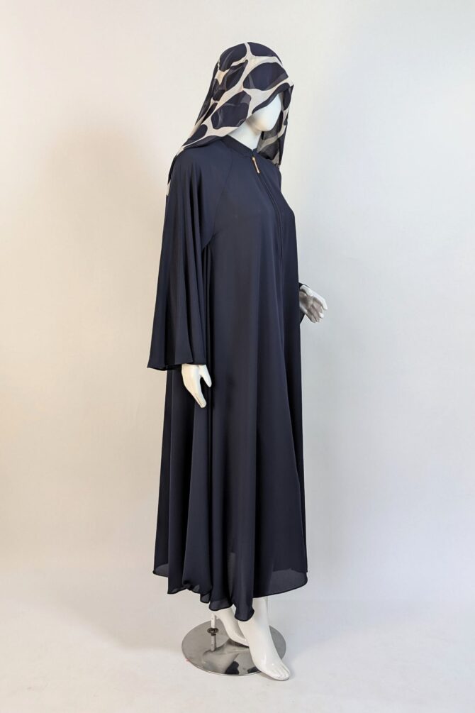Georgette front Open abaya - navy blue - Image 3