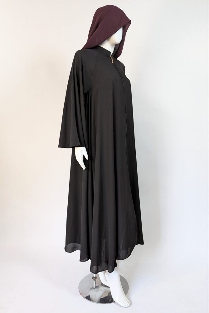 Georgette front Open abaya -Black - Image 4