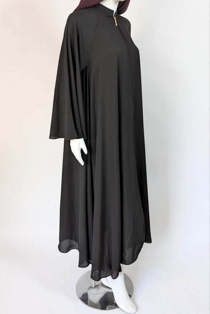 Georgette front Open abaya -Black