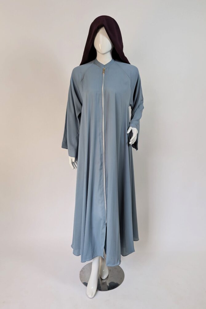 Georgette front Open abaya - Ice blue
